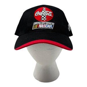 Coca-Cola Nascar Logo No 19 Embroidered Signature Baseball Cap Black Red